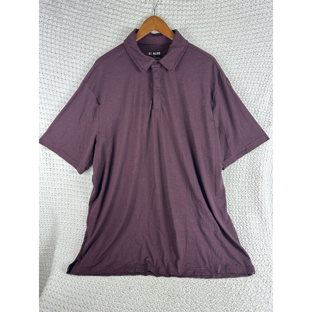 01.Algo Polo Shirt Mens XXL Tall Performance Golf Stripe Quick Dry UPF 40 - Picture 2 of 5
